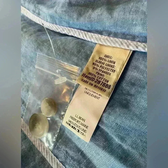 LL BEAN Women's Blue 100% Linen Jacket Blazer 3 Button 287688 Size M Reg NWOT - Picture 9 of 14